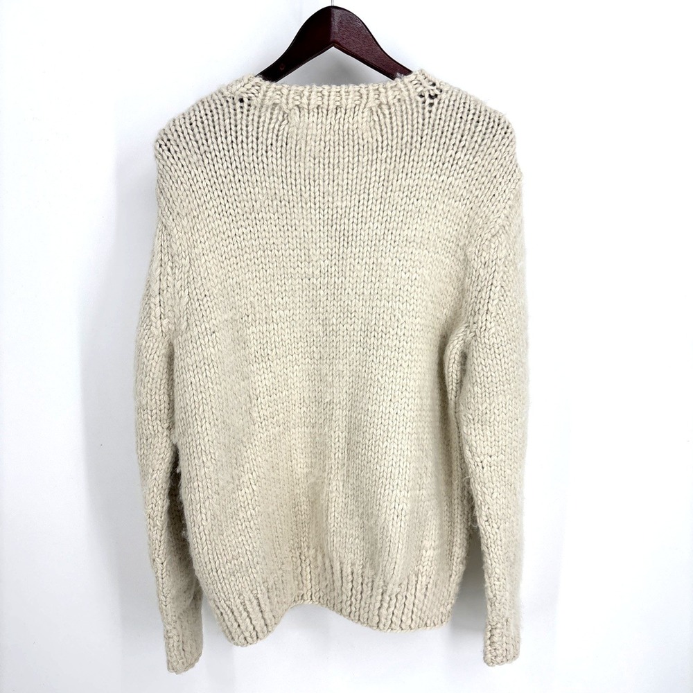 Industry Of All Nations Undyed Alpaca Hand-Knit‎ Cardigan Size Medium Heavy Horn - Picture 7 of 7